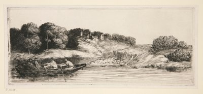 Le paysage au bateau (1ère planche) - Alphonse Legros