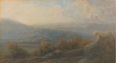 Paysage de montagne avec deux figures à droite, 1905 - Alphonse Legros