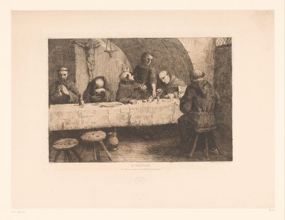 Réfectoire avec des moines priant - Alphonse Legros