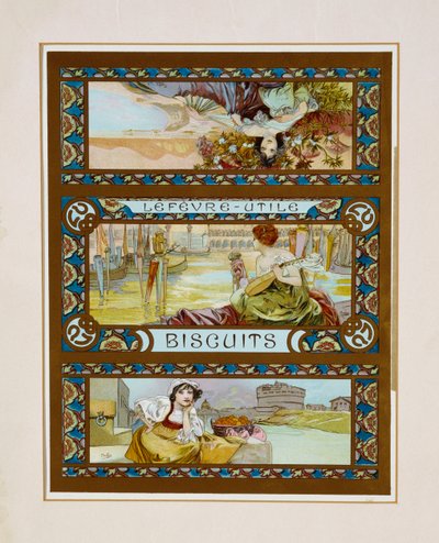 Lefevre-Utile, Biscuits, vers 1910 - Alphonse Mucha