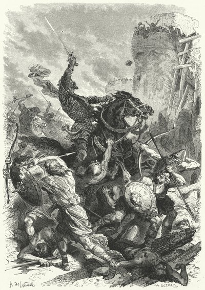 Le comte Odo défendant Paris contre les Normands, 886 - Alphonse Marie de (after) Neuville