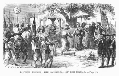 Dupleix rencontrant le Soudhabar du Deccan, illustration de 