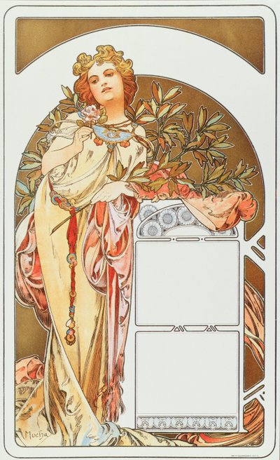 Affiche publicitaire par Alphonse Mucha pour le calendrier 1898 - Collection privée - Alphonse Mucha