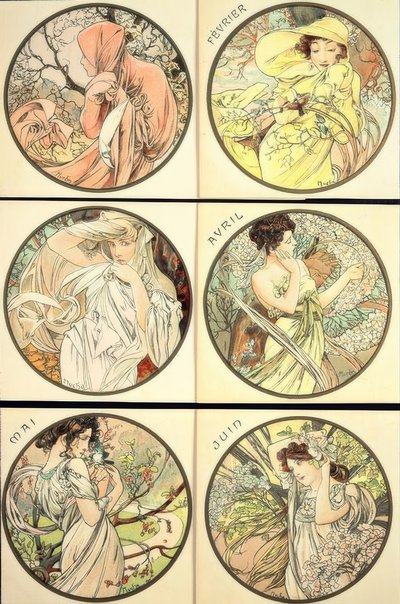 Januar / Februar / März / April / Mai / Juni - Alphonse Mucha
