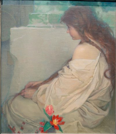 Fille avec des tulipes - Alphonse Mucha
