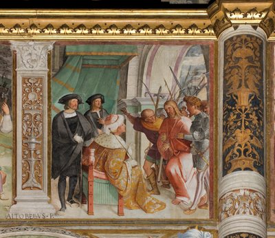 Nef centrale, sixième travée sud, Christ devant Caïphe, Altobello Melone - Altobello Melone