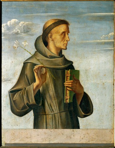 Saint Antoine de Padoue (tempera sur bois) - Alvise (and workshop) Vivarini