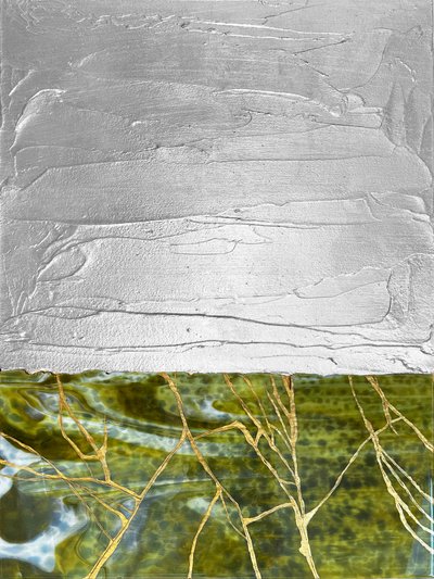 Abstrait vert et argent doré - Alyson Storms