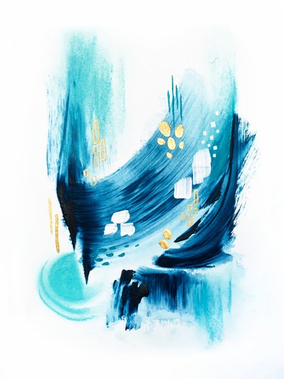 Flux abstrait bleu sarcelle et or - Alyson Storms