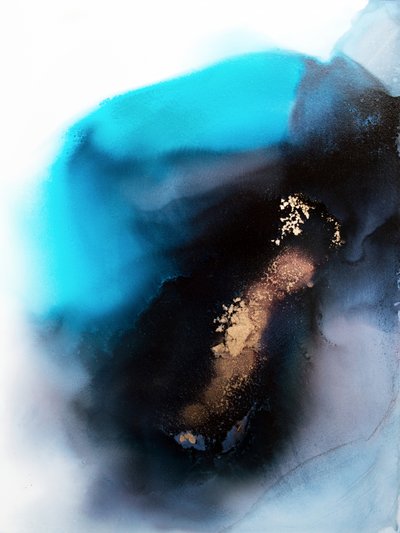 Flux abstrait bleu sarcelle et or - Alyson Storms