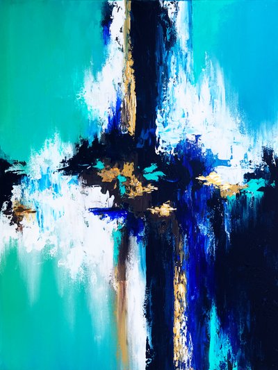Abstrait bleu vif et or - Alyson Storms