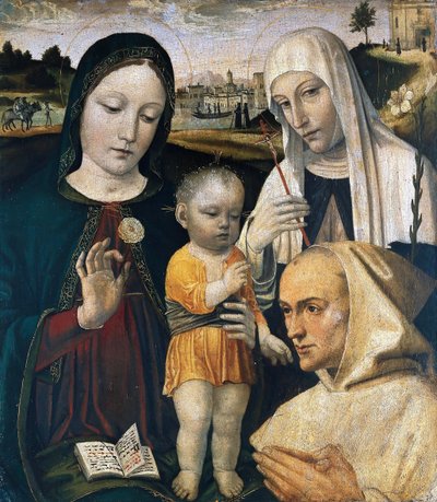 Madone et enfant, Sainte Catherine de Sienne et un moine chartreux, vers 1490 - Ambrogio Bergognone
