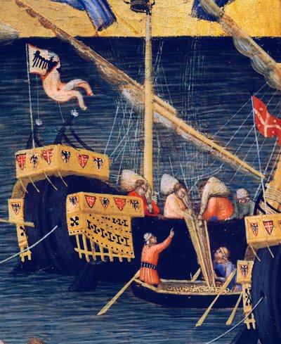 Bateaux (détail du miracle du blé, miracles de Saint Nicolas de Bari) - Ambrogio Lorenzetti