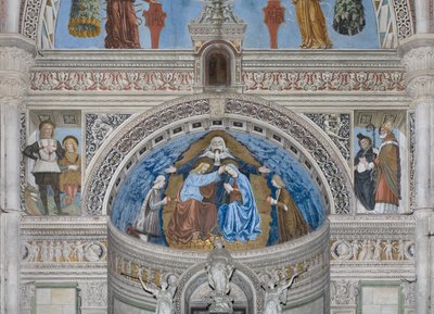Couronnement de la Vierge Marie avec Dieu et le Saint-Esprit entre Francesco et Ludovico Sforza, 1500-1522 - Ambrogio da Fossano