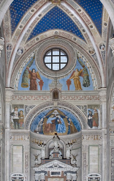 Couronnement de la Vierge Marie avec Dieu et le Saint-Esprit entre Francesco et Ludovico Sforza, 1500-1522 - Ambrogio da Fossano