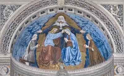 Couronnement de la Vierge Marie avec Dieu et le Saint-Esprit entre Francesco et Ludovico Sforza, 1500-1522 - Ambrogio da Fossano