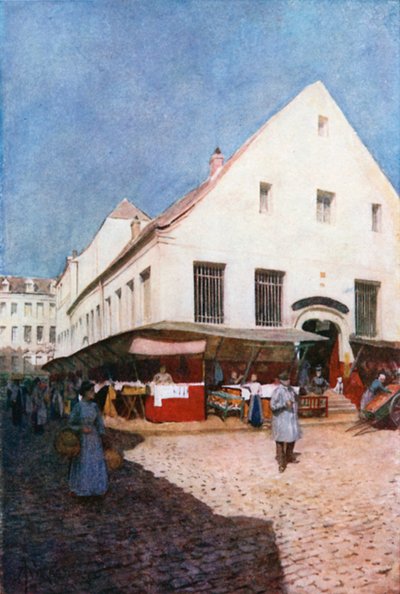 La Vieille Boucherie, Liege (colour litho) - Amedee (after) Forestier