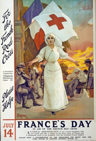 Appel de fonds en faveur de la Croix-Rouge française pour le Jour de la France, 14 juillet, pub. Londres, c.1915 - Amedee Forestier