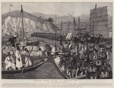 Troupes japonaises débarquant à Chemulpo, 9 septembre - Amedee Forestier