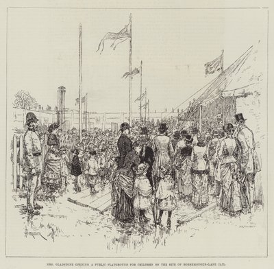 Mme Gladstone ouvrant une aire de jeux publique pour enfants sur le site de la prison de Horsemonger-Lane - Amedee Forestier