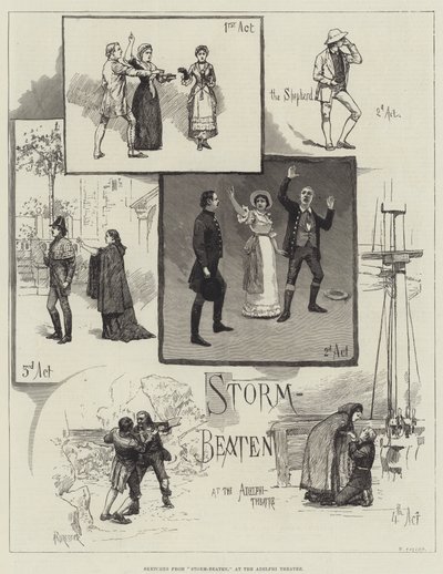 Croquis de Storm-Beaten, au théâtre Adelphi - Amedee Forestier