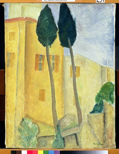 Cyprès et maison, 1919 - Amedeo Modigliani