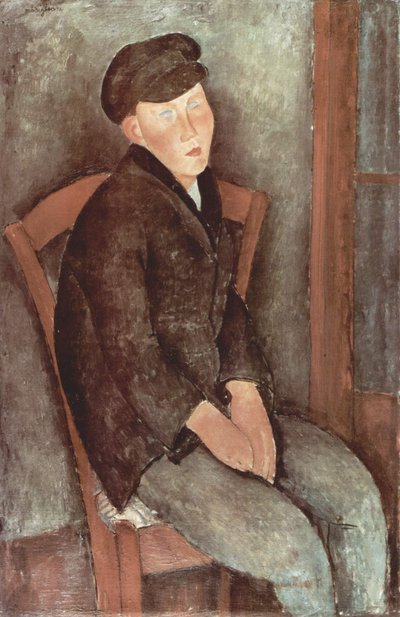 French : Garçon assis avec un chapeau - Amedeo Modigliani