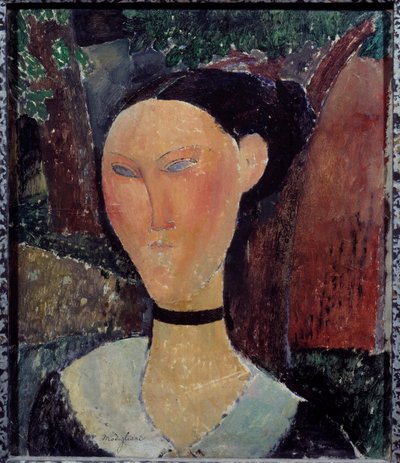 Portrait de femme au ruban de velours Peinture d