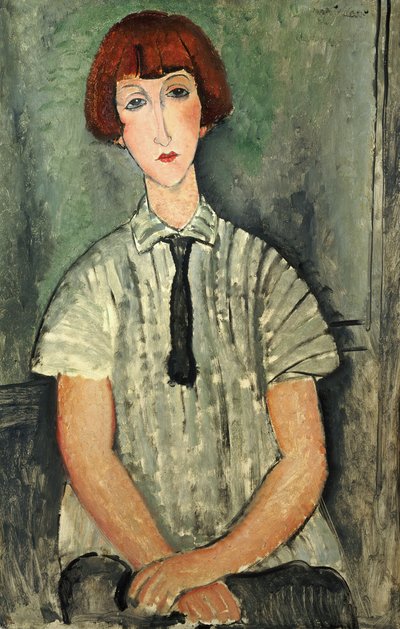 Jeune fille en chemise rayée, 1917 - Amedeo Modigliani