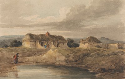 Paysage avec bâtiments au toit de chaume - Amelia Long