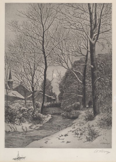 Promenade au clair de lune en hiver - American 19th Century