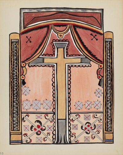 Planche 13 : Design avec croix, Chimayo : Du portfolio "Spanish Colonial Designs of New Mexico" - American 20th Century