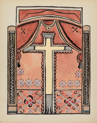 Planche 13 : Dessin avec croix : Du portfolio "Spanish Colonial Designs of New Mexico" - American 20th Century