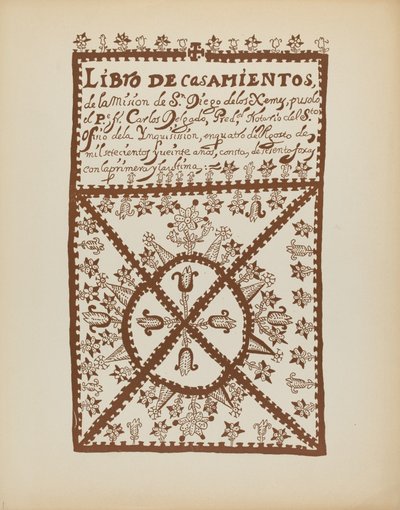 Planche 1 : Livre des mariages de Jemez : Du portfolio "Dessins coloniaux espagnols du Nouveau-Mexique" - American 20th Century