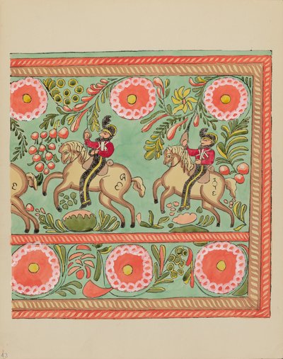 Planche 43 : Design de coffre peint : Du portfolio "Designs coloniaux espagnols du Nouveau-Mexique" - American 20th Century