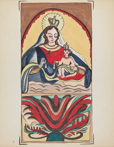 Planche 7 : Notre-Dame du Mont Carmel : Du portfolio "Designs coloniaux espagnols du Nouveau-Mexique" - American 20th Century