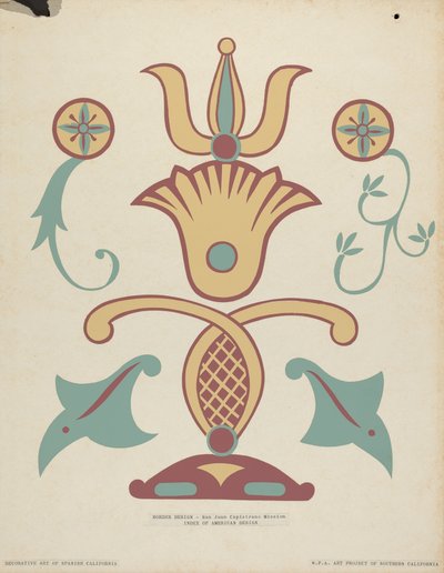 Motif de bordure de la mission San Juan Capistrano du portfolio "Art décoratif de la Californie espagnole" - American 20th Century