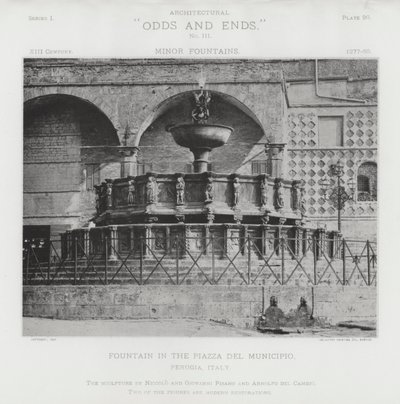 Fontaine sur la Piazza Del Municipio, Pérouse, Italie - American Photographer (after)