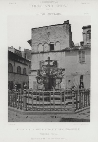 Fontaine sur la Piazza Vittorio Emanuele, Viterbo, Italie - American Photographer (after)