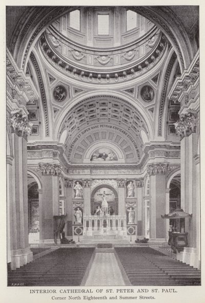 Philadelphie : Intérieur de la cathédrale de Saint-Pierre et Saint-Paul, coin des rues North Eighteenth et Summer - American Photographer (after)
