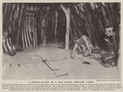 Consultation dans une hutte de médecine des Indiens rouges (photo n/b) - American Photographer