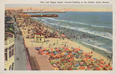 Foules joyeuses et heureuses se baignant dans le Pacifique, Santa Monica - American Photographer