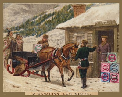 Un magasin de bûches canadien, publicité Huntley et Palmer - American School