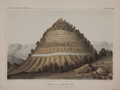 Une colline conique, haute de 500 pieds, se dressant dans la vallée de Laguna Colorado - American School