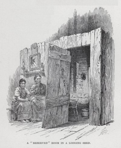 Une chambre "réservée" dans un abri de logement (lithographie) - American School
