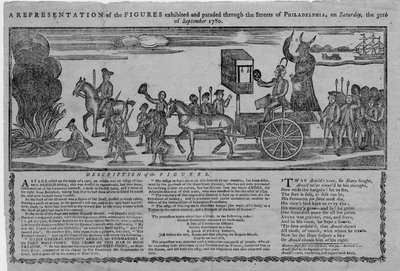 Une représentation des figures exposées et défilées dans les rues de Philadelphie le samedi 30 septembre 1780 - American School