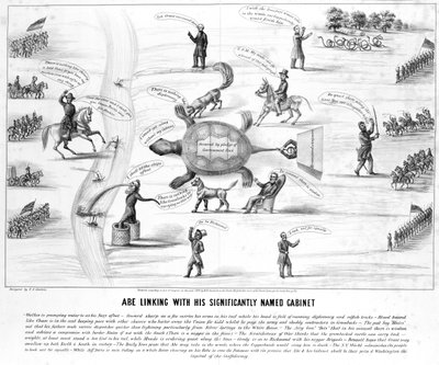 Abe Lincoln avec son cabinet significativement nommé, publié par M.E. Godwin en 1864 - American School