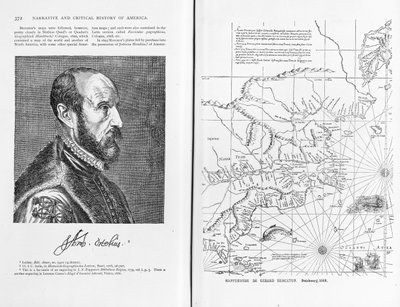Abraham Ortelius (1527-98) et sa carte du monde de 1569, illustration de 