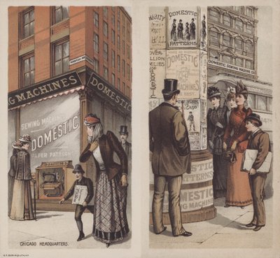 Publicité pour la Domestic Sewing Machine Company, Chicago, Illinois, USA - American School