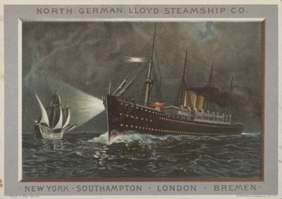 Publicité pour la compagnie de navigation à vapeur North German Lloyd - American School